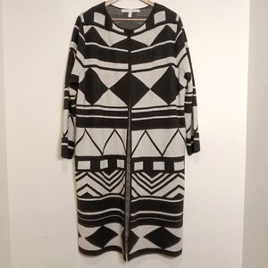 100% Cashmere! Nordstrom Collection Jacquard Long Open  Front Cardigan Coatigan